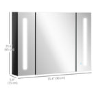 Kleankin LED Lighted Medicine Cabinet with Mirror and USB Charge - High Gloss Black-Melamine surface offers protection against water and is easy to maintain
