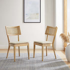 Modway Caledonia Fabric Upholstered Wood Dining Chair - Grey/Beige - 2 Pack-Fabric Upholstered Seat