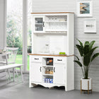 HOMCOM 71" H Kitchen Buffet Hutch Cabinet with Utility Drawer and 3 Door Units - White-Including an open countertop shelf, ideal for holding microwave oven and other small kitchen applications 