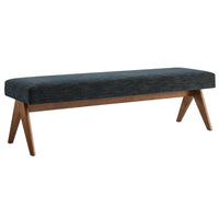 Modway Lyra 63" Fabric Upholstered Bench - Azure-Woven Heathered Fabric Upholstery