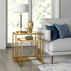 Hudson&Canal Rocco Rectangular Nested Side Table - Brass-Tabletops are made of durable tempered glass