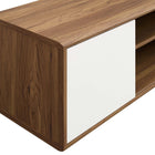 Modway Envision 60" Wall Mount TV Stand - Walnut White-Drywall-Friendly Cleat