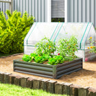 Outsunny Galvanized Steel Planter Raised Garden Bed - 47" L x 47" W x 12" H - Light Grey-Suitable for planting vegetables, herbs, flowers in your yard 