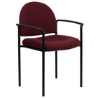 Flash Furniture Comfort Burgundy Fabric Stackable Steel Side Reception Chair with Arms-Contemporary Style