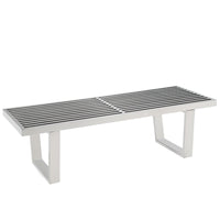 Modway Sauna 4' Stainless Steel Bench - Silver-Polished Stainless Steel