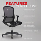 Staples Mesh Task Chair - Black-Ergonomic backrest shape supports natural body position