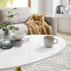 Modway Lippa 42" Oval Wood Coffee Table - Gold White-Non-Marking Felt Pad