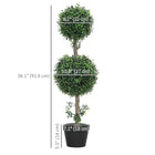 HOMCOM 36" Artificial Boxwood Topiary Ball Trees in Pot - Green - 2 Pack-Solid nursery pot provides a stable base 