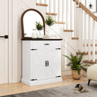 HOMCOM Farmhouse 29.6" L Sideboard Buffet Cabinet with Storage and 1.2" Thick Top - White-Can be used as a buffet table, living room cabinet, TV cabinet (buy two), coffee station cabinet or console cabinet