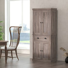 HOMCOM 72" H Tall Kitchen Pantry Cabinet with Drawer - Dark Wood Grain-Its large drawer and 6-tier design provide ample storage space 