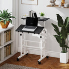 HOMCOM 23.6" Mobile Stand Up Desk - Black-Front desktop has a stopper to prevent your items from sliding off