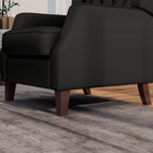 HOMCOM Faux Leather Accent Chair with Wood Legs - Thick Padding for Living Room - Black-Seat Thickness: 5.1" (13 cm) 
