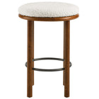 Modway Fable Boucle Fabric Counter Stools - Walnut Ivory - Set of 2-Non-Marking Foot Glides