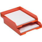 JAM Paper Stackable Paper Organizer Trays - Orange - 2 Pack-Quantity: 2 Stack-able Trays per Pack | Can be stacked to maximize space & keep your desk organized