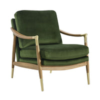 Modway Langford Performance Velvet Accent Armchair - Moss Green Walnut-Versatile Accent Chair