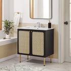 Modway Chaucer 30" Bathroom Vanity Cabinet - Black-Metal Cabinet Knobs