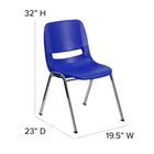 Flash Furniture HERCULES Ergonomic Shell Stack Chair with Chrome Frame - Navy - 5 Pack-Chrome Frame with non-marring plastic floor glides