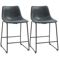 HOMCOM Counter Height Bar Stools with Back - Black - 2 Pack-Classic distressed PU leather design
