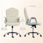 Vinsetto Vanity Office Chair with Swivel Wheels - Beige-Mid back, padded armrests and foam padding for support and comfort