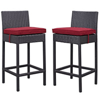 Modway Lift Outdoor Patio Bar Stool - Espresso Red - Set of 2-For entertaining or everyday use
