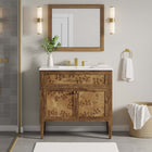 Modway Elysian 36" Wood Bathroom Vanity - White/Brown-8" Centerset Holes
