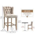 HOMCOM Upholstered Padded Bar Stools with Wood Legs - Beige - 2 Pack-Solid wood legs provide maximum sturdiness

