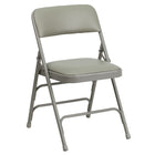 Flash Furniture HERCULES Series Curved Triple Braced & Double-Hinged Vinyl Metal Folding Chair - Grey-Grey Vinyl Upholstered Seat and Back