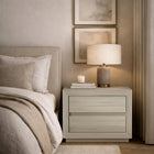 Manhattan Comfort Soren 32" Contemporary 2-Drawer Nightstand - Whitewashed Oak-Modern nightstand featuring a clean, handle-less drawers for a sleek, minimalist aesthetic