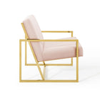 Modway Inspire Channel Tufted Performance Velvet Armchair - Pink-Vertical Channel Tufting