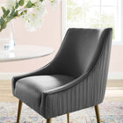 Modway Discern Pleated Back Upholstered Performance Velvet Dining Chair - Grey-Durable Stain-Resistant Fabric