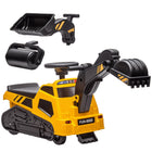 Aosom 3-in-1 Kids Ride-On Excavator with Music - Yellow-3 in 1: road roller, bulldozer, excavator - for endless exploration 