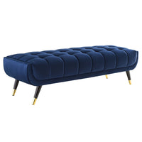 Modway Adept 60" Performance Velvet Bench - Midnight Blue-60" Mid-Century Modern Bench