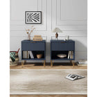 Manhattan Comfort DUMBO 20.07" Modern 1-Drawer Nightstand 2-Piece Set - Midnight Blue-Includes 1 Full Extension Drawer with Top Drawer Designed in Vertical Textured Ribbed Lines
