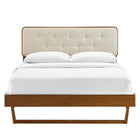 Modway Bridgette Wood Queen Platform Bed with Angular Frame - Walnut Beige-Wood Slat Support System