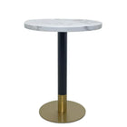 Plata Import Ruby Round Dining Table - White -Brushed Gold Details