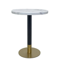 Plata Import Ruby Round Dining Table - White -Brushed Gold Details
