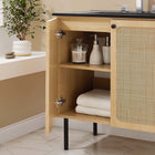 Modway Chaucer 30" Bathroom Vanity - Oak/Black-Rattan Weave Doors