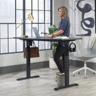 Sauder Miscellaneous Office Adjustable Height Desk - Black-Melamine top surface is heat, stain, and scratch resistant