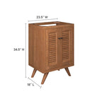 Modway Birdie 24" Teak Wood Bathroom Vanity Cabinet - Natural-Two Slatted Doors