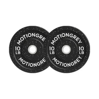 MotionGrey Premium Weight Plates - Olympic Strength Training Plate Set - 10 lb - Black - Set of 2-Durable Rubber-Coated Plates: Thick rubber exterior reduces noise, protects floors, and ensures long-lasting performance for home workouts