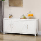 HOMCOM Farmhouse 51.2" L Kitchen Sideboard - White-Comes with 2 double-door cabinets for large storage space