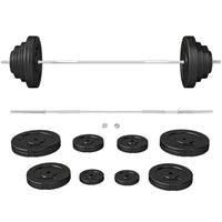 Soozier 154 lb Barbell Weight Set - Adjustable Weights for Home Gym-The bar is made of steel with a ridged surface for a firm and secure grip 