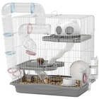 PawHut 3-Tier Portable Gerbil Cage with Tunnel - Grey-Deep 3.5" (9 cm) base of the hamster cage controls mess and simplifies cleaning  
