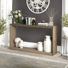 Hudson&Canal Osmond 55"W Console Table - Antiqued Grey Oak-Clean with a soft, dry cloth and no harsh chemicals or abrasive cleaning materials