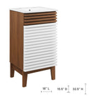 Modway Render 18" Bathroom Vanity Cabinet - White/Walnut/White-Adjustable Storage Shelf