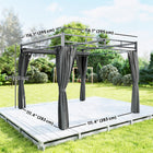 Outsunny Outdoor Gazebo Retractable Pergola Canopy with Curtains - 10' x 10' - Dark Grey-Built-in drainage holes help prevent water pooling after light rain 