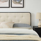 Modway Bridgette Wood Full Platform Bed with Splayed Legs - Black Beige-Wood Slat Support System