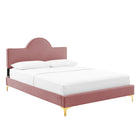 Modway Sunny Performance Velvet Twin Bed - Dusty Rose-Stain-Resistant Performance Velvet