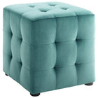 Modway Contour Tufted Cube Performance Velvet Ottoman - Teal-Cube Shaped Ottoman