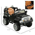 Aosom 12V Kids Electric Ride-On Jeep with Remote Control - Black-Features movable wing mirror, openable doors, working horn, working headlights, dashboard lights 